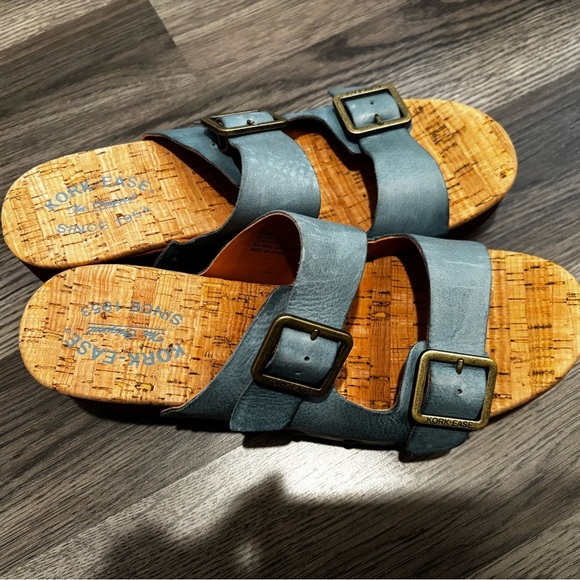 Kork-Ease Blue Slide Sandals with Buckle chunky boho platform - Picture 2 of 13